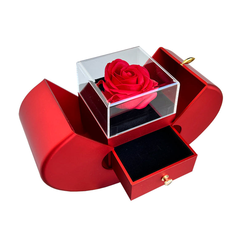 Caixa de presente de coração com rosa real 🌹