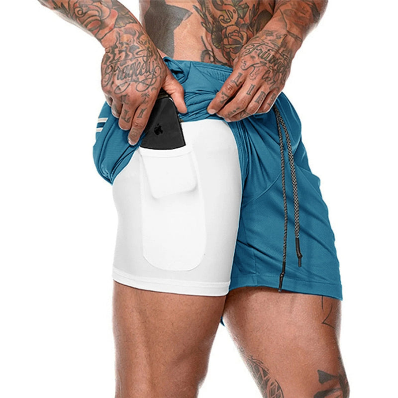 Bermuda GymEasy™ - 2 em 1 com super forro e espaço p/ celular