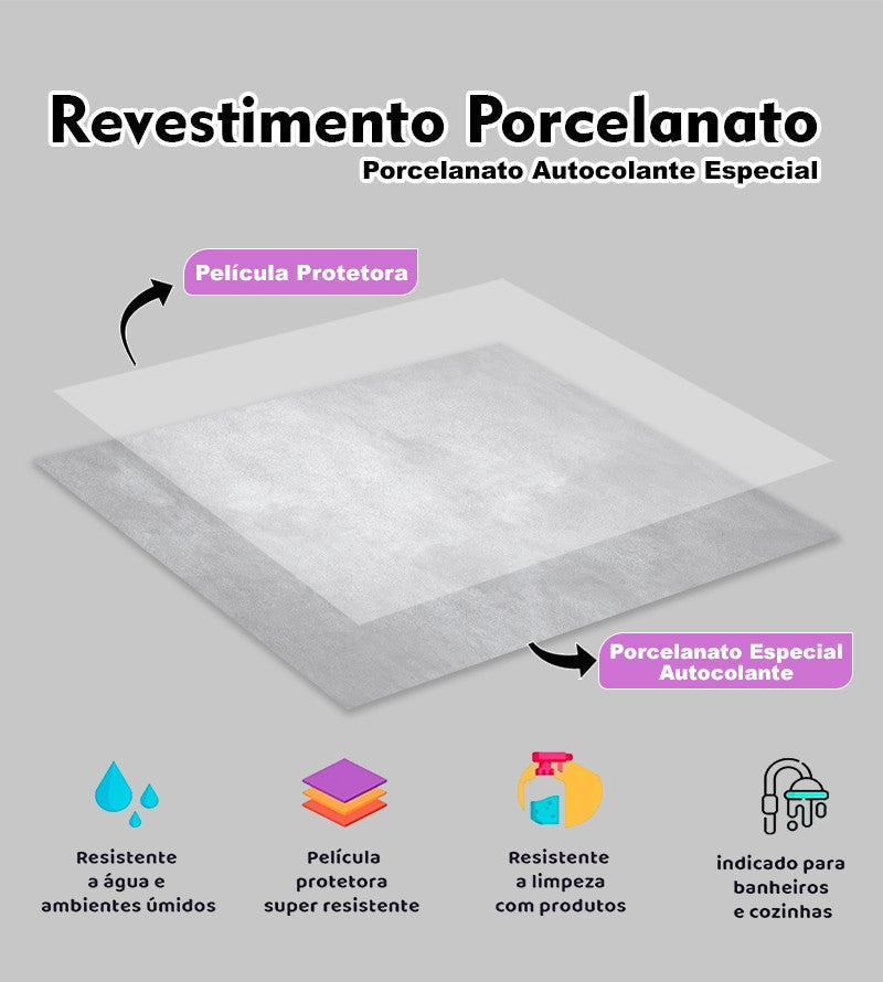 Revestimento Porcelanato Laminado Auto Colante 25x25(valores referente ao kit e não ao m2)