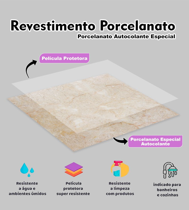 Revestimento Porcelanato Laminado Auto Colante 60x60(valores referente ao kit e não ao m2)