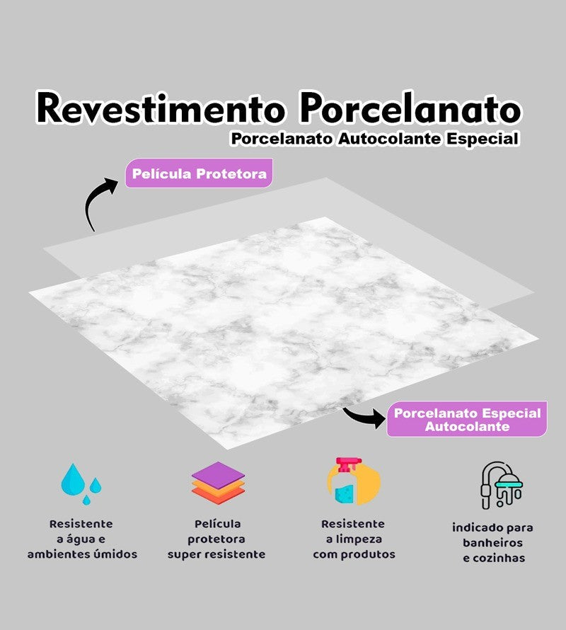 Revestimento Porcelanato Laminado Auto Colante 25x25(valores referente ao kit e não ao m2)