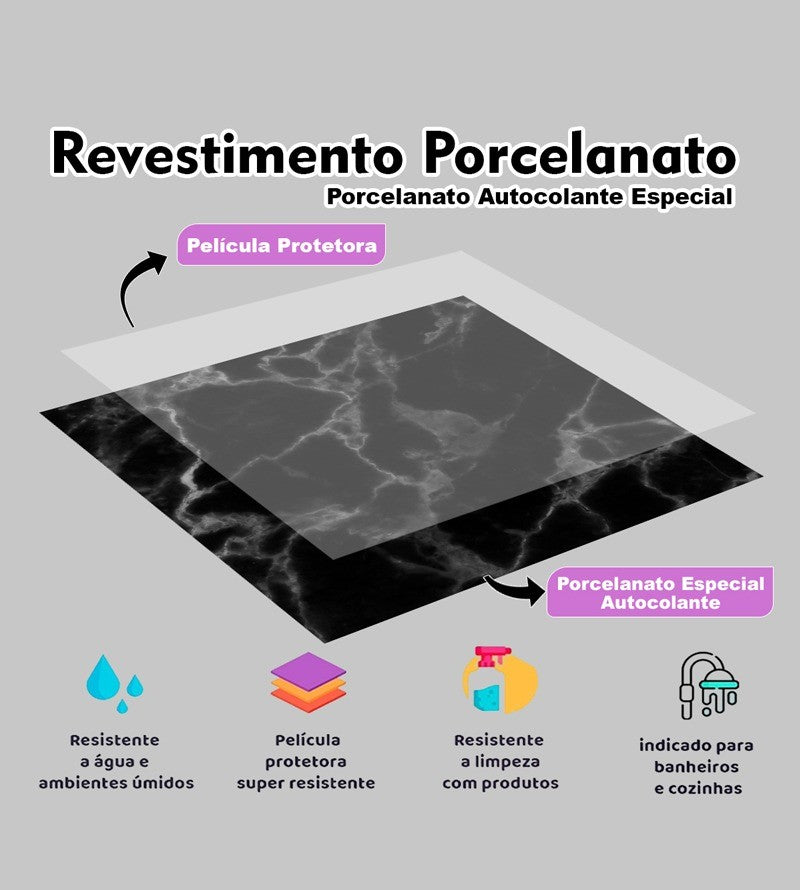 Revestimento Porcelanato Laminado Auto Colante 25x25(valores referente ao kit e não ao m2)