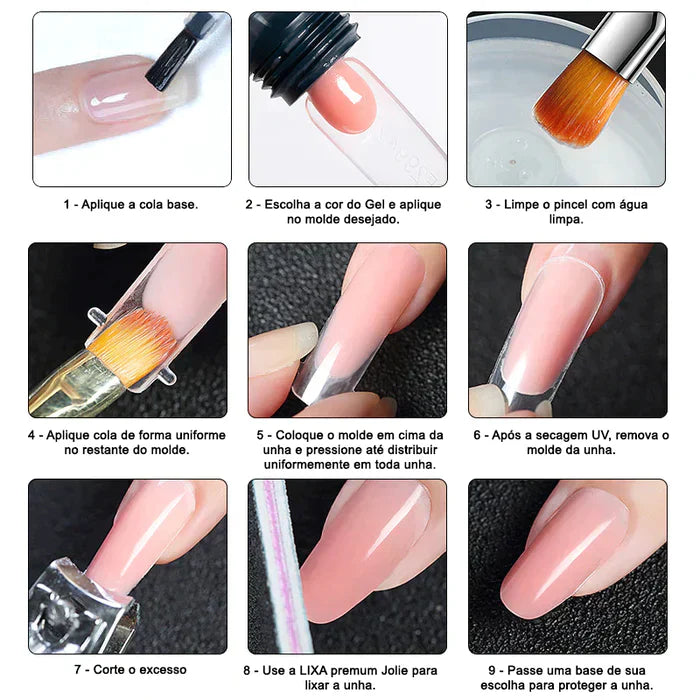 LushGel - Alongamento Fácil de Unhas (Kit Completo ORIGINAL) + BRINDE CABINE DE LUZ UV - 50% OFF